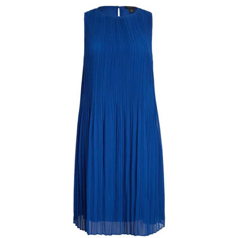 HALOGEN Sleeveless Pleated Midi Dress | Petite Large | Cobalt | Versatile Staple